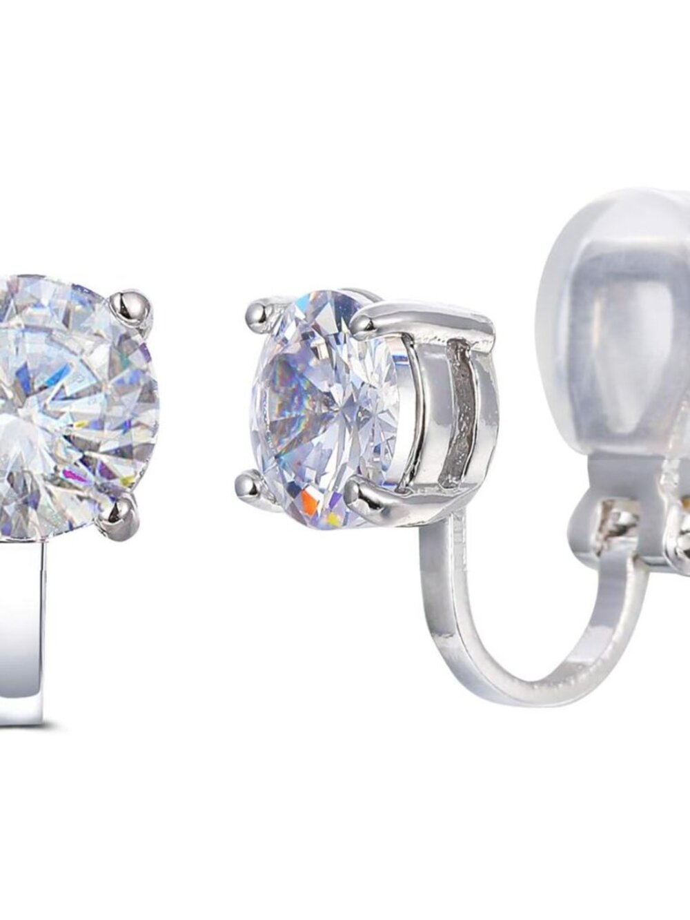 Clip on Earrings Small Stone 6mm CZ Cubic Zirconia Studs for No Pierced Ear